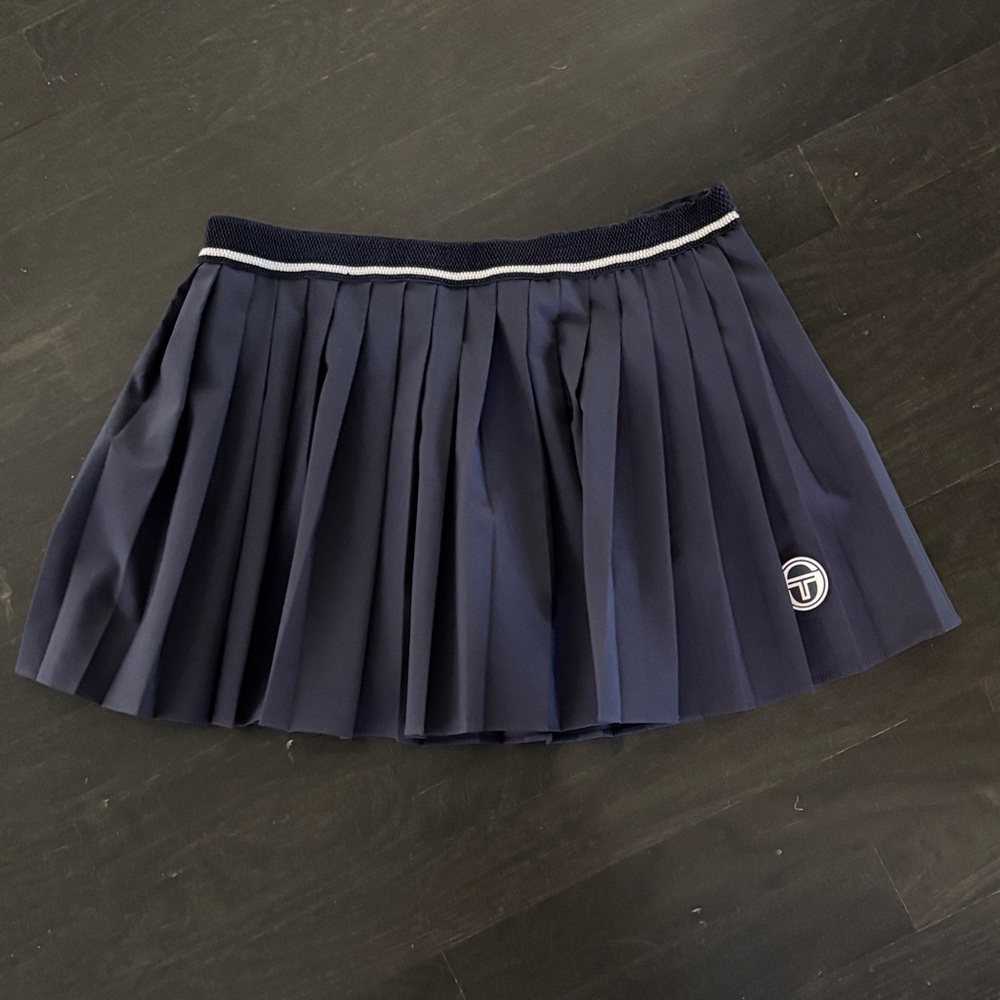 Sergio Tacchini Dark Blue Pleated Tennis Skirt
